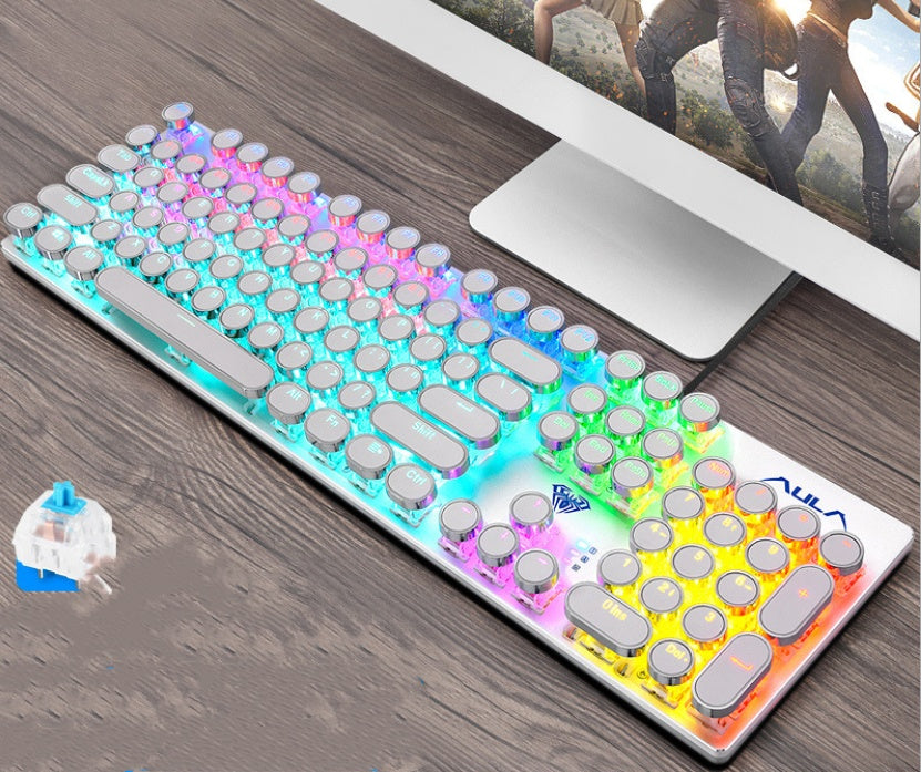 Teclado Retro Mecánico RGB – Edición Vintage