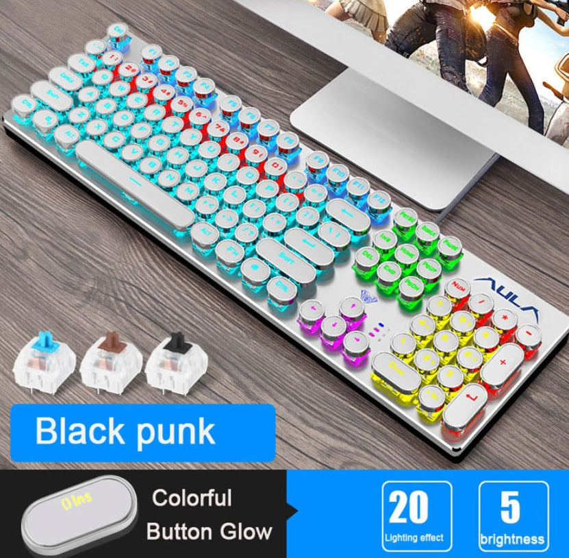 Teclado Retro Mecánico RGB – Edición Vintage