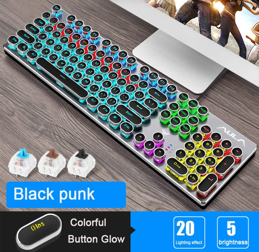 Teclado Retro Mecánico RGB – Edición Vintage